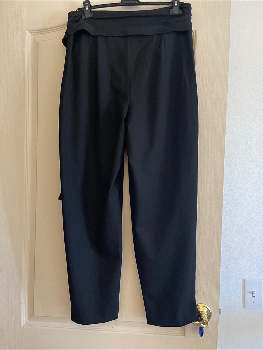 Zara Black Wide-Leg Draped Tie-Waist Pants - Picture 3 of 6